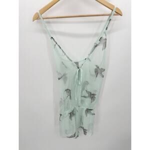 Beautiful Bottoms Swim Romper Women SMALL NWT Mint Green Bird Print‎ Playsuit